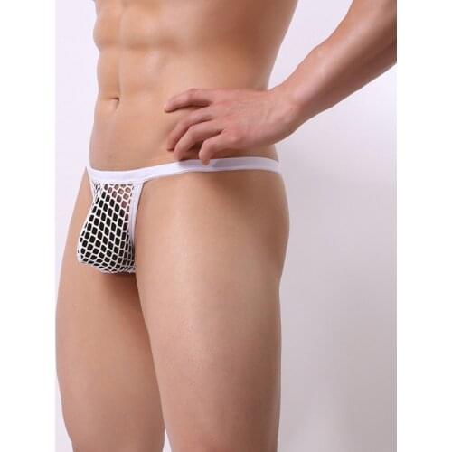 Mens Underwear Breathable Sexy Hollow Panties Plus Size Sex Lingerie Male Jockstrap Briefs G-String Thong Porno Intimates