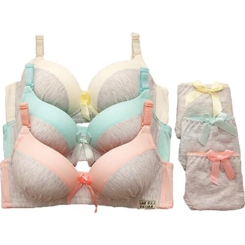 New BrandsTeenagers Girls Underwear Intimates Cotton Comfortable Training Bra Set Young Girl Bra and Briefs Set for 12-16year