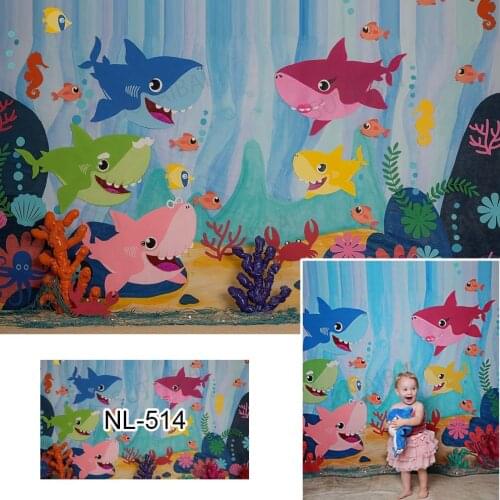 Underwater World Shark Photo Background Baby Portrait Poster Birthday Photography Photographic Backdrop for Studio Photocall