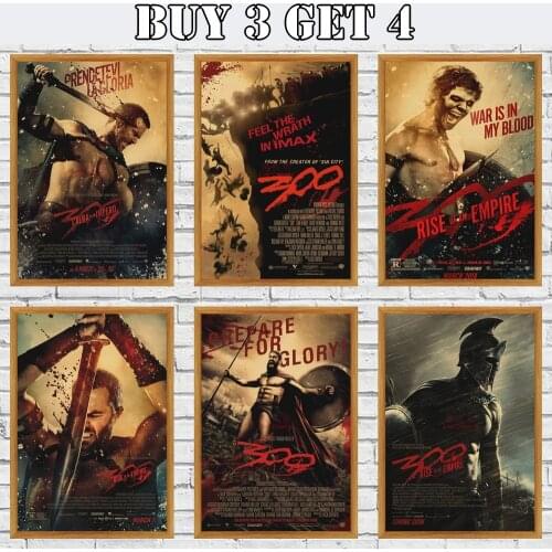 300 Spartan Warriors Movie Poster Kraft Paper Poster Historical War Art Posters Home Wall Decor Pictures