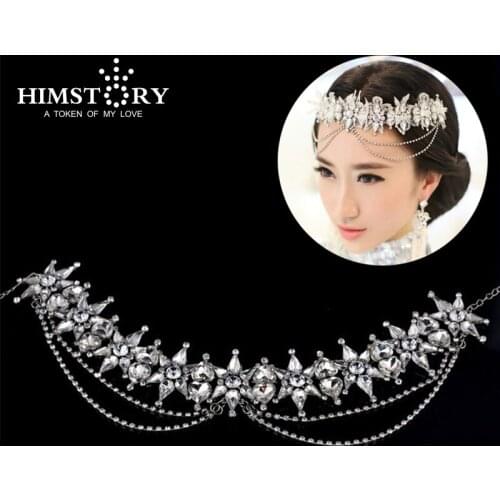 New 2019 Handmade Bling Rhinestone Tassels Flower Headband Hair Wear Crowns Tiaras for Wedding Bridal Accessories