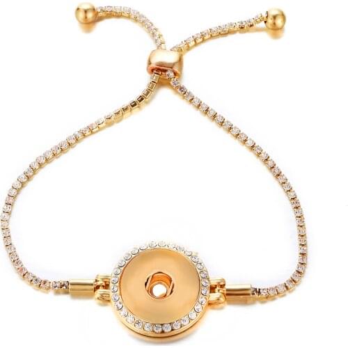 Simple Style Bracelet Rhinestone Rose Gold Color fit 18mm Snap Button Jewelry Fashion Jewelry For Women