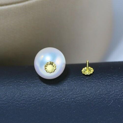 Real AU 750 18K Gold Loose Bead Spacers Mountings Findings Jewelry Settings Accessories Parts for Pearls Beads Stones