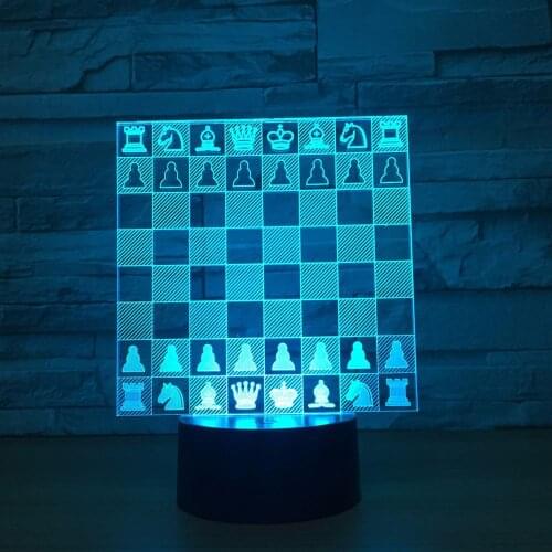 Chess 3D LED Night Lights Vision Lamp Acrylic 7 Colors Changing USB Bedroom Bedside Nightlight Creative Table Lamp Bedroom Decor
