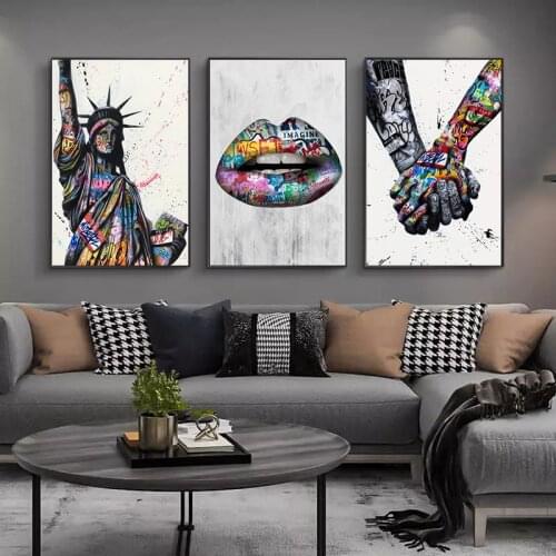 Statue of Liberty Graffiti Art Canvas Painting Abstract Street Art Posters and Print Wall Art Picture for Living Room Home Decor