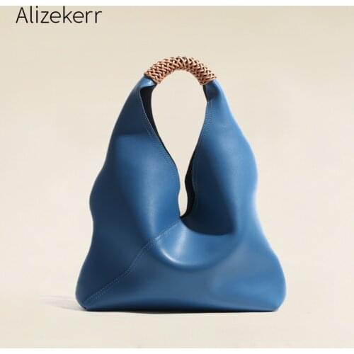 Soft Leather Tote Bags For Women 2021 New Designer Woven Handle Large Capacity A4 Black Purse And Handbags High Quality Fashion