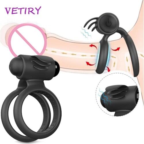 Vibrator Penis Ring Sex Toys for Men Erection Couple Lover Double Cock Ring Clitoris Stimulationc Delay Ejaculation Sex Shop