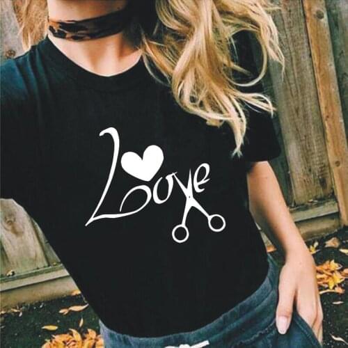 Women Tshirt Casual Summer Short Sleeve Harajuku Shirt Barber Love Scissor Home Print Tee Shirt Femme Plus Size Camiseta Mujer