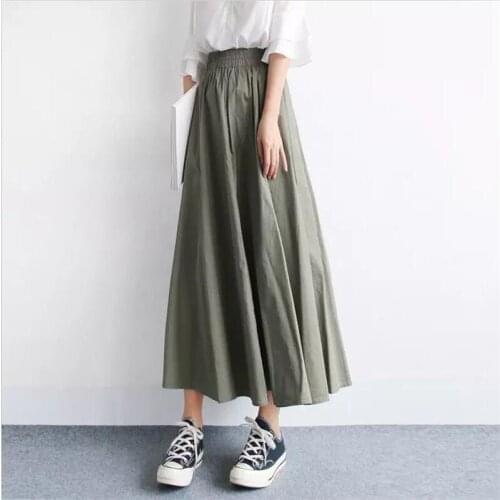 Plus Size 5XL 6XL 7XL Women Autumn Long Skirts Solid Mori Girl Vintage Literary Maxi Skirts 11 Color Cotton and Linen Skirts