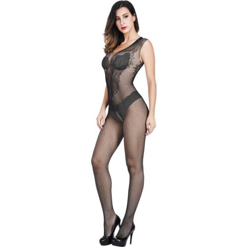 Plus Size Sexy Costumes Women Mesh Stockings Sex Erotic Open Crotch Teddy Bodysuit Lingerie Crotchless Body Stockings Underwear