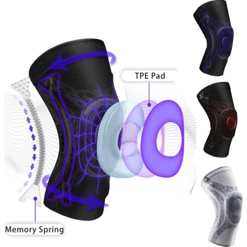 1 Pcs Knee Brace with Anti Slip Strip Spring Unisex Knee Pad Basketball Running Compression Knee Sleeve Support Sports Kneepads