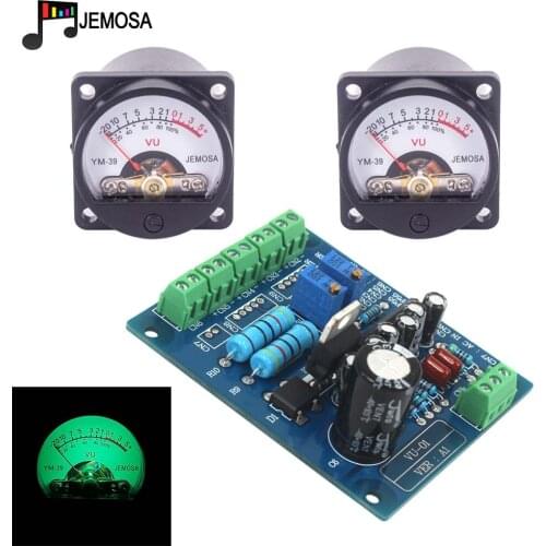 1PC VU level audio meter driver board + 2PCS Panel VU Meter 500VU Green Backlight sound pressure meter DC/AC 6V to 12V input