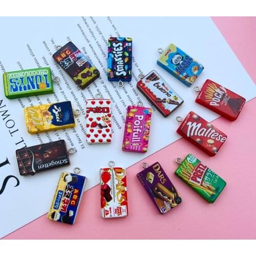 10pcs Hot Resin Kawaii Miniature Chocolate Charm Candy Pendant for Keychain, Jewelry Earring, Scrapbooking, DIY, Necklace
