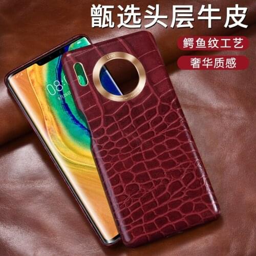 2020 New For Huawei Mate30 Genuine Leather Phone Cover Real Cow Skin Crocodile Grain Back Case For Huawei Mate 30 Pro XOOMZ