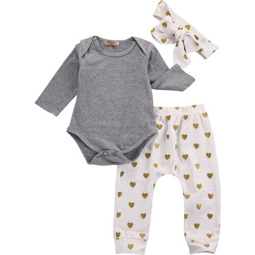 3pcs/set Baby Girls Cotton Clothes Sets Spring Autumn Tops Shirt Pants Headband Infant Clothes Baby Kids Clothing Set