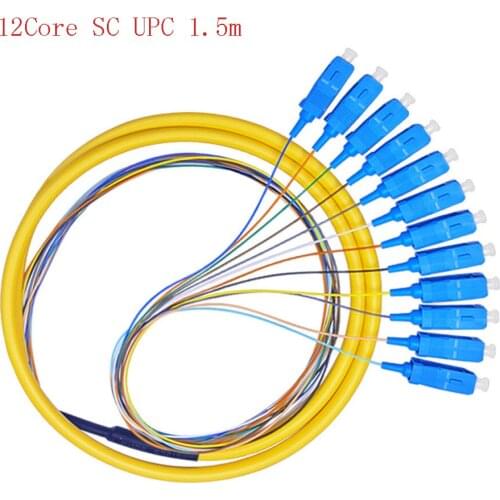 5PCS SC 12 core outdoor Fiber Optic Patch Cord pigtail SC APC/UPC1.5M fanout fiber optic Pigtails single mode pigtail