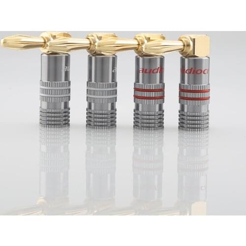 8PCS Audiocrast BL837G Right Angle 4mm Banana Plug Audio Speaker Cable Connector Screw