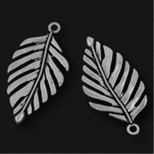 8pcs Silver Plated Firs Tree Leaf Pendants Retro Necklace Earrings Accessories DIY Charms For Jewelry Crafts Making 49*23mm A506