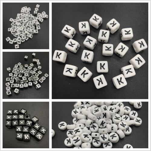 6mm 7mm 10mm Letter K Acrylic Spacer Beads Square Oval Letter Beads For Jewelry Making DIY Accessories