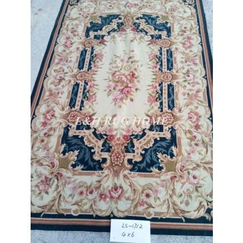 Free shipping 10K 4'X6' Aubusson Design needlepoint rugs,100% New Zealand wool rugs floral design