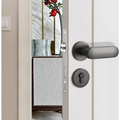 European Style Zinc Alloy Bedroom Silent Safety Door Lock High Quality Household Interior Door Handle Lock Furniture Hardware