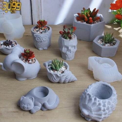 Flower Pot Molded Silicone Cement Pen Holder Succulent Pot Aromatherapy Gypsum Decoration Candle DIY