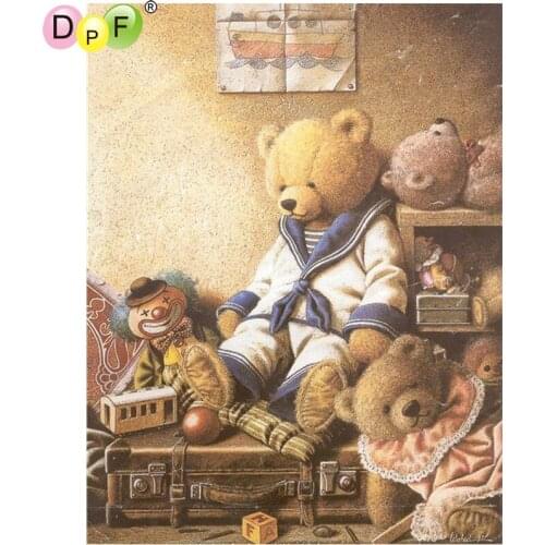 DPF DIY Teddy bear 5D home decor diamond mosaic kit square diamond painting cross stitch wall painting crafts diamond embroidery