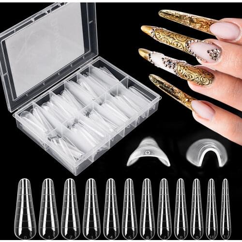 120pcs/box Dual System Full Cover Nail Forms For Nail Poly UV Gel Finger Extension Artificial Fashion Art Tools