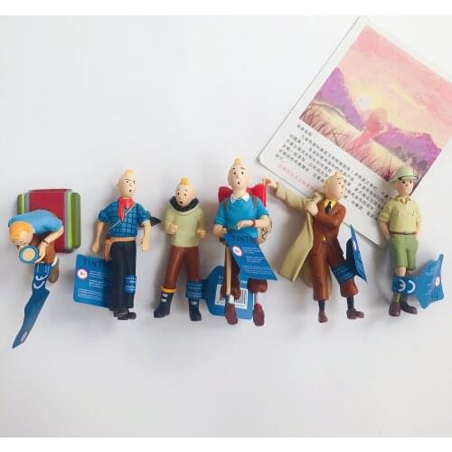 2021 new 6pcs/1set 3inch The Adventures of Tintin action figure doll hard PVC kid collection gift model toy
