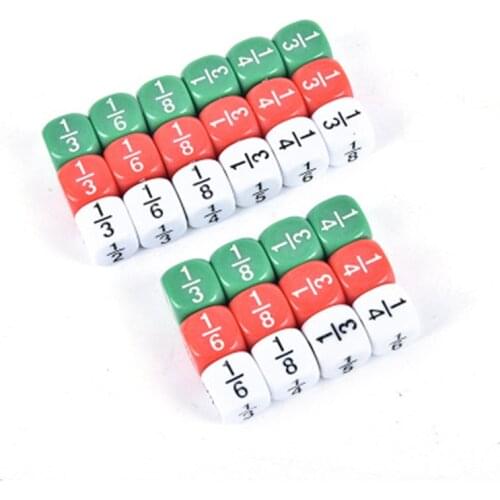 10PCS/Set 16*16 mm White/Green/Red Fractional Number Funny Dice Education Game Accessory