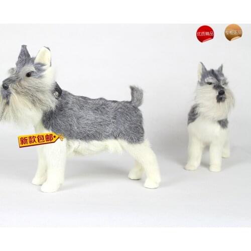 Simulation cute standing schnauzer model polyethylene&furs dog model home decoration props ,model gift d605