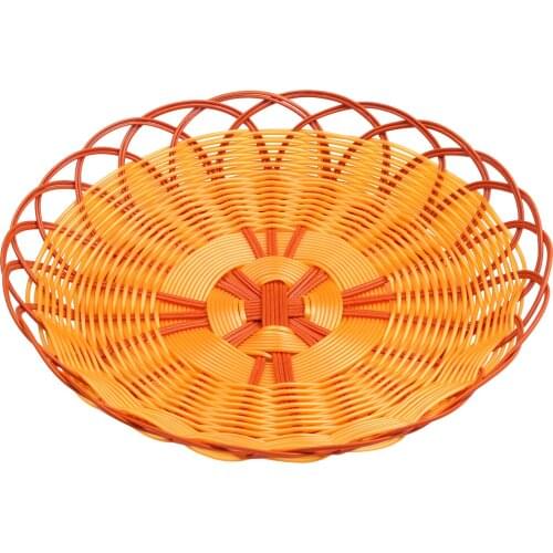 Round Woven Bread Basket Reusable Food Storage Basket Container Fruit Snacks Serving Tray for Home Living Room Kitchen