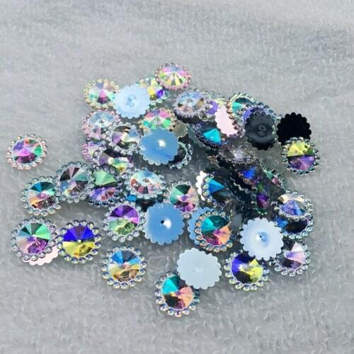 80pcs Round Glitter Faux Resin Rhinestones Crystal white AB Color Acrylic Flatback Decoden Cabochons -B110
