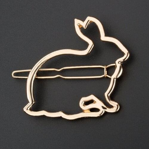 Cute Cartoon Bunny Little Rabbit Alloy Headwear Golden Silver Hair Clips & Pins Side Clips Hair Accessories for Women & Children