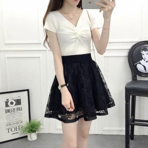 Dress fashion high waist lace skirt sweet lovely girl dance miniskirt Cosplay college uniform skirt anti stray multi functional