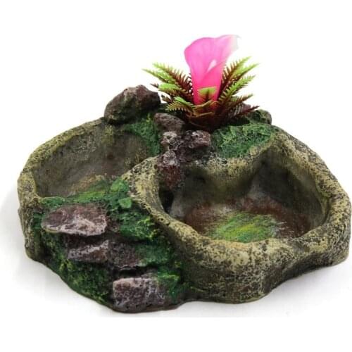 Reptile Water Dish Food Bowl Resin Feeder Bowl for Tortoise Lizard Pet Products