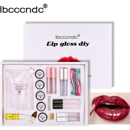 DIY Lip Gloss Kit Lip Gloss Base Moisturizing Lipgloss Base Gel Lipgloss Pigment Powder Olive Oil Flavor Essence Make up Kit