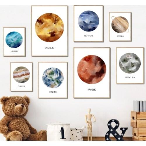 Planets Mars Mercury Uranus Neptune Earth March Wall Art Canvas Painting Nordic Posters And Prints Wall Pictures Kids Room Decor