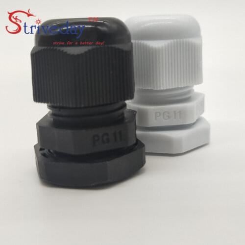 10pcs/lot White Black PG11 Nylon cable gland Wiring Accessories LED cable connector waterproof Gland