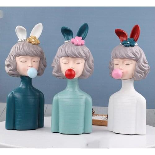 Nordic Ins Cute Bubble Girls Resin Ornaments Art Home Livingroom Desktop Figurines Decoration Coffee Store Table Statues Crafts