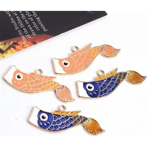 New Arrival 10PCs 30PCs Gold Tone Plated Enamel Alloy Cartoon Charms Animal Fish Oil Drop Metal Bracelet Necklace Earring Charms