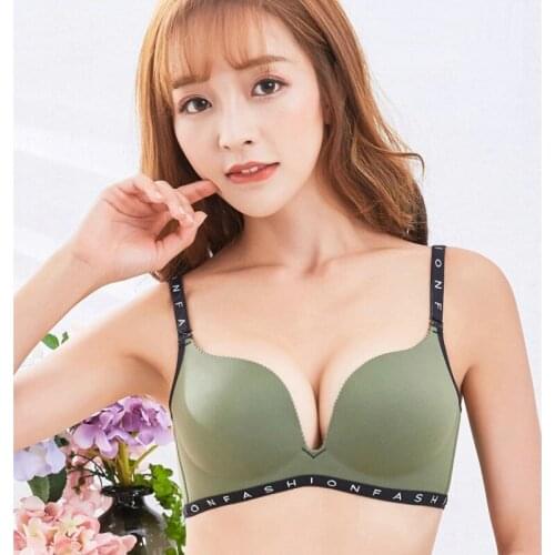 Solid Color One-Piece Seamless Wire Free Push Up Sexy Bra Breathable Cotton Cup Wide Straps Soutien Gorge Women