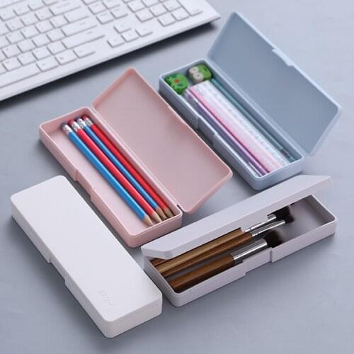 Plastic stationery storage box cosmetic brush storage box home office storage supplie desk storage pencil organizer