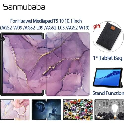 Sanmubaba Tablet Case For Huawei Mediapad T5 10 10.1 inch Leather Folio Flip Stand Cover Marble Funda Coque AGS2-W09/L09/L03/W19
