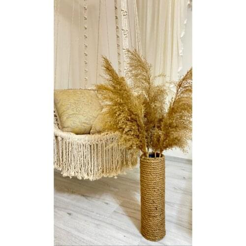 Handmade straw rope drawstring flower vase large size decorative design accessories flower pot home decoration unbreakable
