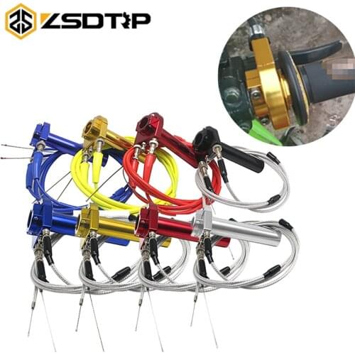 ZSDTRP Universal 7/8" Motorcycle Throttle Twist Grips with 2pcs Throttle Cable Accelerator Moped Scooter Dirt Bike