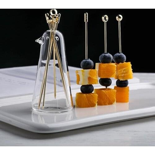 Stainless Steel Fruit Fork Gold Plated Dessert Cake Snacks Forks Tableware Glass Flower Vase Jar Home Restaurant Party Supplies