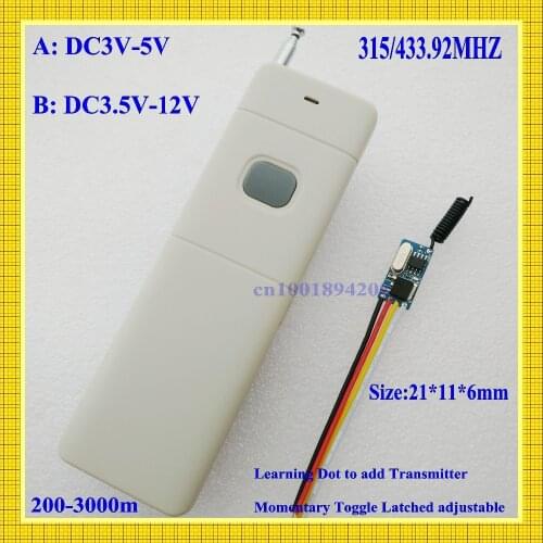 Lights lighting Remote Control Switches DC3.5V-DC12V Mini Receiver Long Range Transmitter3.7V 4.5V 5V 6V 9V 12V LED Lamp Control
