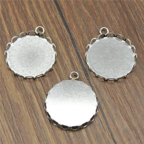 WYSIWYG 20pcs Fit 12mm 20mm 25mm Glass Cabochon Stainless Steel Material Lace Edge Cameo Cabochons Base Setting