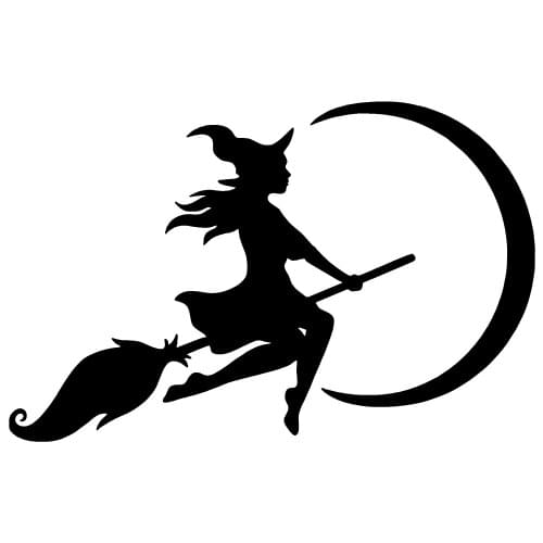 15.6×10.1CM The Witch Flying To The Moon Funny Car Sticker Vinyl Decals Black / Silver